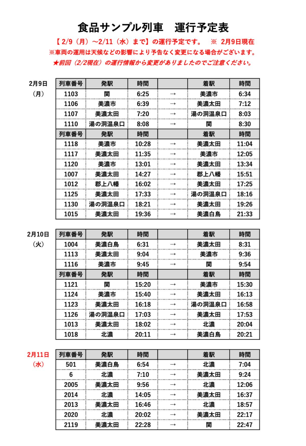 運行ルート・時刻 - 長良川鉄道 食品サンプル列車