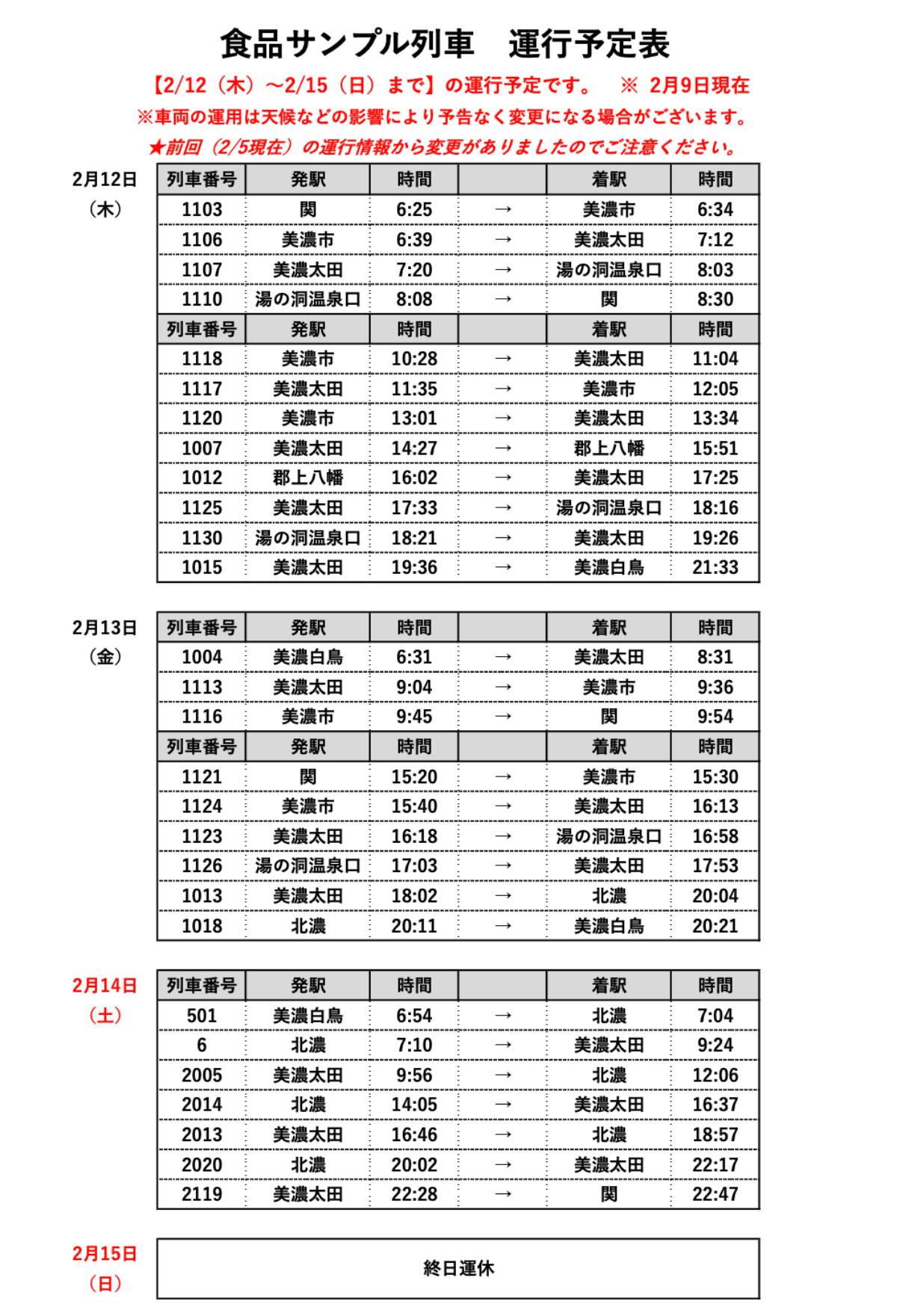 運行ルート・時刻 - 長良川鉄道 食品サンプル列車